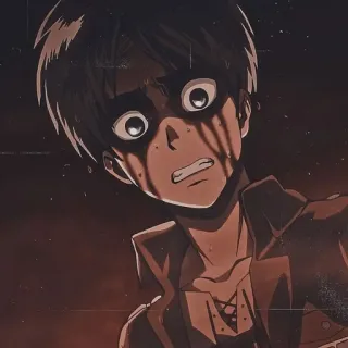 😨 Eren Yeager Attack on Titan anime, horror, manga, fear, shonen telegram sticker