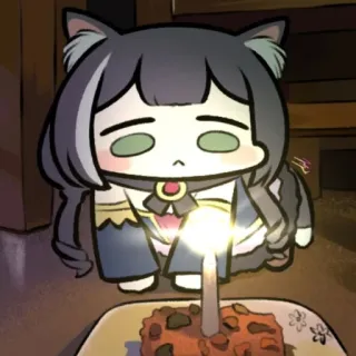😞 gattina, anime, manga, cartone animato, candela, torta telegram sticker