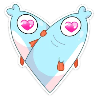 ❤️ ปลา, หัวใจ, รัก, น่ารัก, การ์ตูน, สัตว์ telegram sticker