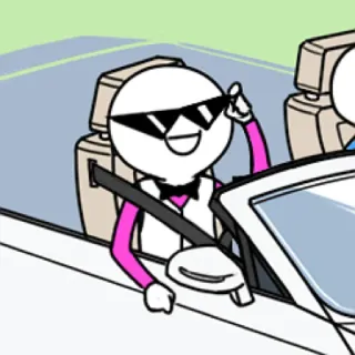 😎 cartoon, car, driving, sunglasses, person whatsapp sticker