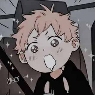 🩹 WOW Anime, Kreskówka, Słodkie, Brokat, Wyraz, Chłopak, Wow telegram sticker
