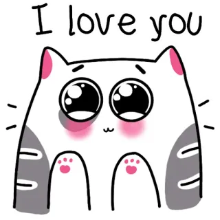❤️ I love you แมว, รัก, น่ารัก, สัตว์, สติกเกอร์, การ์ตูน telegram sticker
