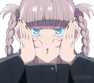 😗 anime, chica, impactada, sorprendida, dibujos animados, trenzas whatsapp sticker