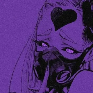 💓 动漫, 女孩, 防毒面具, 嘘, 安静, 心, 手指, 赛博朋克 telegram sticker