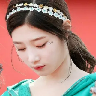 🍥 女性, 肖像, 头带, 花, 美丽, 韩国, 亚洲 telegram sticker