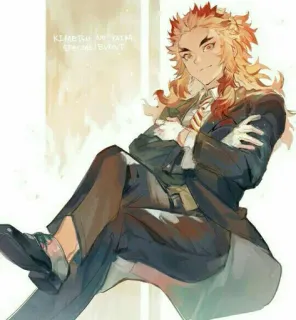 🔥 Rengoku Kyoujurou Demon Slayer KIMATSU NO YAIBA アニメ, 鬼滅の刃, 煉獄, 杏寿郎, ファンアート, キャラクター, 漫画, スーツ telegram sticker