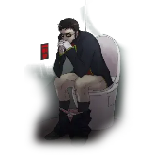 🥴 toilet, bathroom, sitting, person, man, cartoon telegram sticker