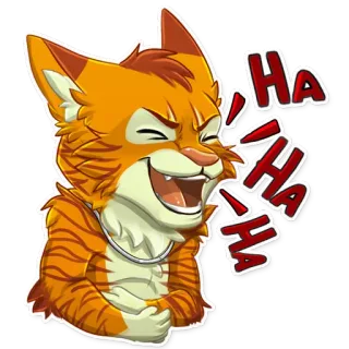 😆 HA HA HA chat, rire, heureux, joyeux, dessin animé, poilu, drôle whatsapp sticker