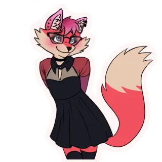 👗 Furry, Cáo, Hình người thú, Động vật, Nhân vật, Minh họa telegram sticker