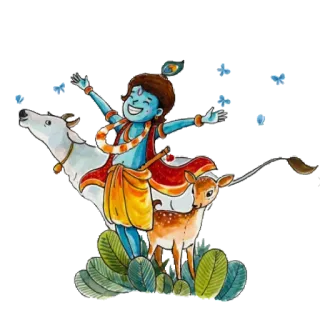 😆 Krishna 印度教, 神, 牛, 鹿, 神话, 精神, 印度 telegram sticker