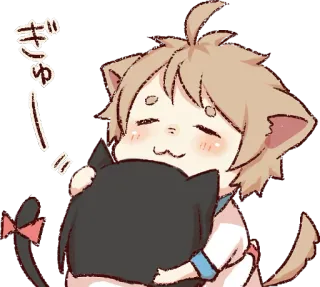 🤗 ぎゅ Аниме, Кот, Объятия, Милый, Каваий, Манга telegram sticker