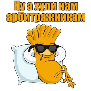 🤷‍♀️ Ну а хули нам арбитражникам cartoon, sunglasses, relaxing, offensive language telegram sticker