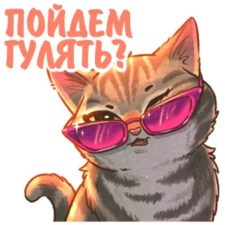 😎 ПОЙДЕМ ГУЛЯТЬ? Katze, Brille, Sticker, Lustig, Süß, Tier telegram sticker