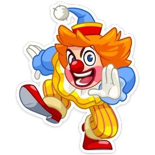 💃 Clown, Dessin animé, Drôle, Personnage, Sourire, Joyeux whatsapp sticker