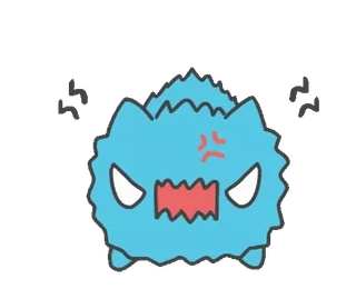 😠 monster, süß, wütend, blau, cartoon, illustration, aufkleber whatsapp sticker