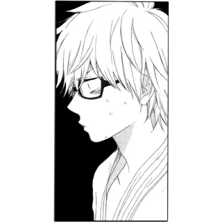 😱 Anime, Manga, Lunettes, Garçon, Portrait, Monochrome telegram sticker
