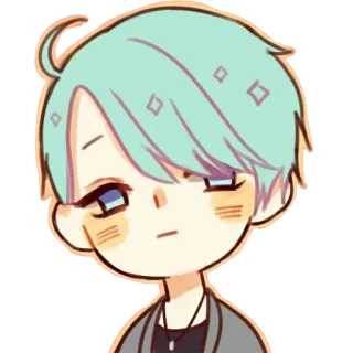 🙁 Anime, Personaggio, Capelli color menta, Carino, Chibi, Kawaii telegram sticker