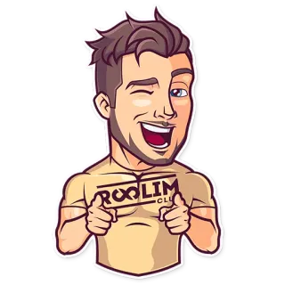 😉 ROOLIM CLUB 卡通, 男人, 眨眼, 赞, 俱乐部 telegram sticker