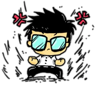 😤 bravo, desenho animado, óculos, frustrado, irritado, chateado whatsapp sticker