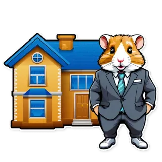 🏠 criceto, immobiliare, casa, completo, cartone animato, animale, affari telegram sticker
