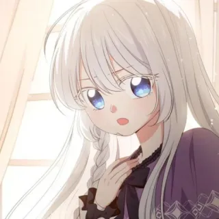 🎐 アニメ, 女の子, 可愛い, 白髪, 青い目 telegram sticker