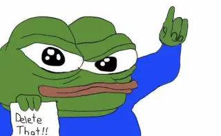 😠 Pepe the Frog Delete That!! Pepe, Rana, Meme, Ofensivo, Dedo, Borrar, Meme de Internet telegram sticker