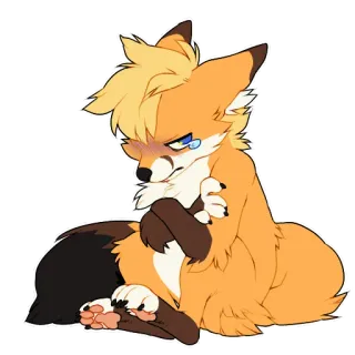 😢 zorro, triste, llorando, dibujos animados, animal, mamífero, peludo telegram sticker