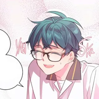 😊 Улыбка อนิเมะ, มังงะ, ยิ้ม, แว่นตา, การ์ตูน, เด็กผู้ชาย telegram sticker