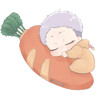 😴 @HAWKS dễ thương, em bé, cà rốt, ngủ, hình minh họa telegram sticker