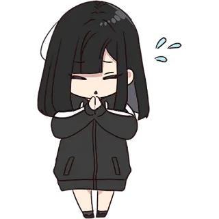 🥹 gadis anime, imut, chibi, keringat, gaya jepang, kawaii, memohon whatsapp sticker