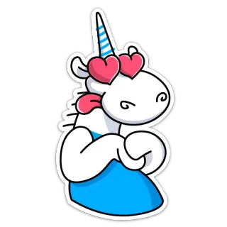😍 unicorno, occhi a cuore, cartoni animati, carino, animale telegram sticker
