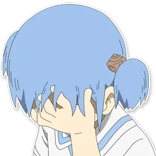 🤦‍♀️ anime, garota, triste, chorando, emocional, cabelo azul whatsapp sticker