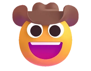 🤠 อีโมจิ, คาวบอย, หมวก, ยิ้ม, ตะวันตก, การ์ตูน telegram sticker