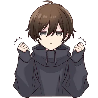 ✊ Anime, Menino, Moletom com capuz, Fofo, Mangá, Desenho animado telegram sticker