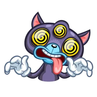 🤪 Hoạt hình, Mèo, Điên, Mắt, Lưỡi, Ảo giác telegram sticker
