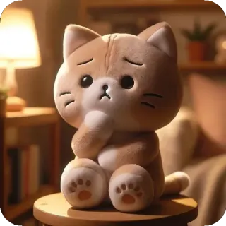 🌹 кот, милый, плюшевый, грустный, животное, игрушка telegram sticker