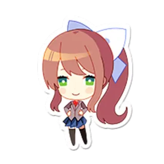 😌 Monika Doki Doki Literature Club! Anime, Schattig, Chibi, Schoolmeisje, Videogame telegram sticker