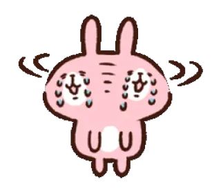 😰 huilen, konijn, verdrietig, roze, schattig, geanimeerd whatsapp sticker