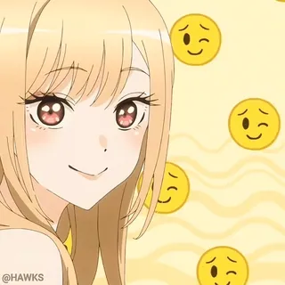 😉 @HAWKS Anime, Mädchen, Emojis, Blonde Haare, Süß, Lächelnd telegram sticker
