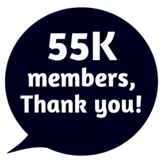 ❤ 55K members, Thank you! danke, mitglieder, community, feier, meilenstein whatsapp sticker