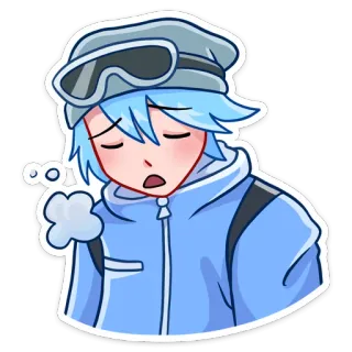 😮‍💨 Anime, Charakter, Winter, Ski, Kalt telegram sticker