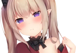 😘 Anime Mädchen, Elfenohren, Süß, Erröten, Pferdeschwanz, Anime telegram sticker