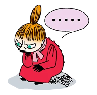 🤔 Little My Moomin moomin, wütend, cartoon, denkend, kleine my telegram sticker