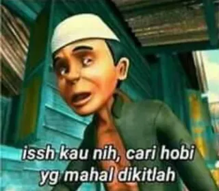 🤔 issh kau nih, cari hobi yg mahal dikitlah dibujos animados, malayo, texto, meme, personaje telegram sticker