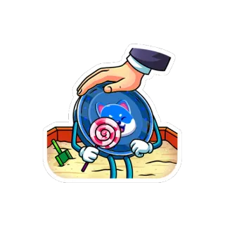 ☺️ nhãn dán, hoạt hình, kẹo mút, hộp cát, đồng xu, dễ thương telegram sticker
