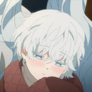 🫧 アニメ, キャラクター, 子供, 白い髪, 頬染め, 可愛い whatsapp sticker