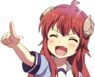 ☝️ Anime, Demone, Ragazza, Corna, Carino, Cartone animato telegram sticker
