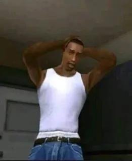 🌟 Carl Johnson Grand Theft Auto: San Andreas Карл Джонсон, CJ, Grand Theft Auto, San Andreas, Видеоигра, Персонаж, GTA whatsapp sticker