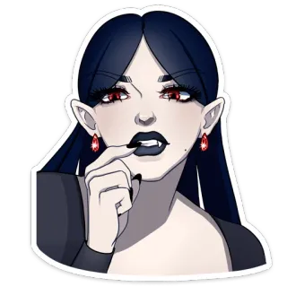 🧐 вампир, готика, красные глаза, темные волосы, фэнтези, монстр whatsapp sticker