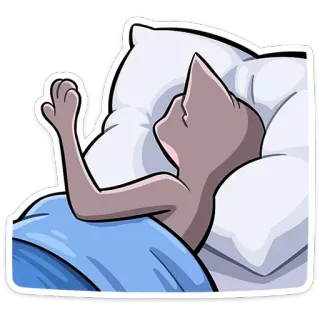👋 แมว, นอน, กำลังนอน, การ์ตูน, สัตว์, เตียง, หมอน telegram sticker